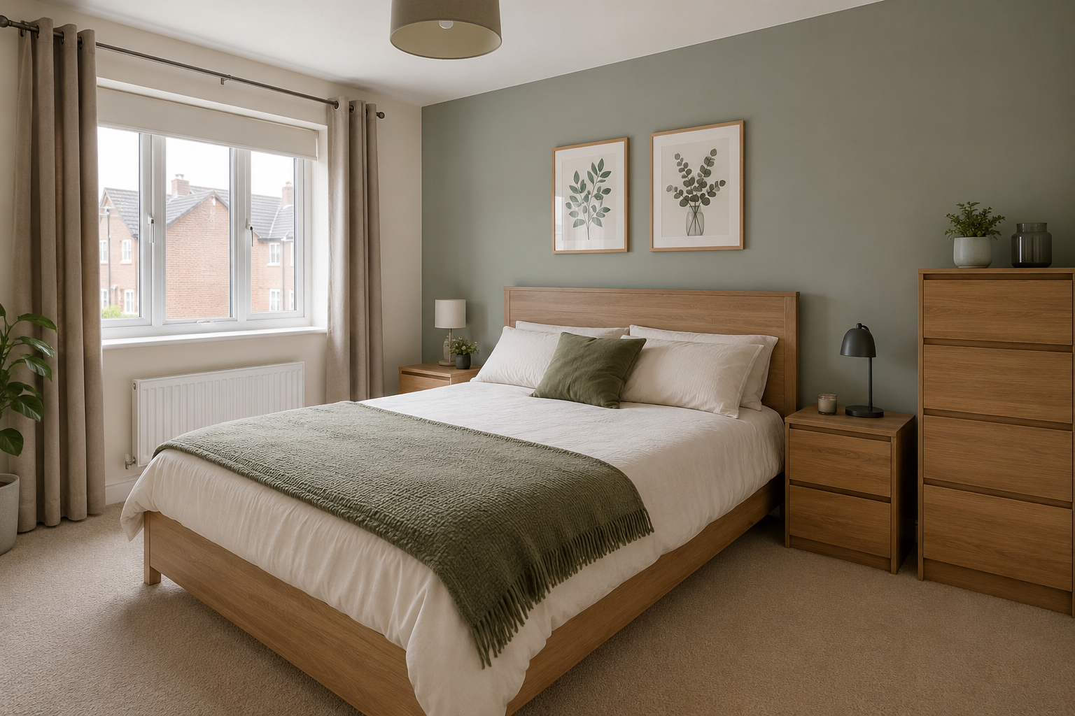 Assembled bed and bedroom furniture in a North Tyneside home